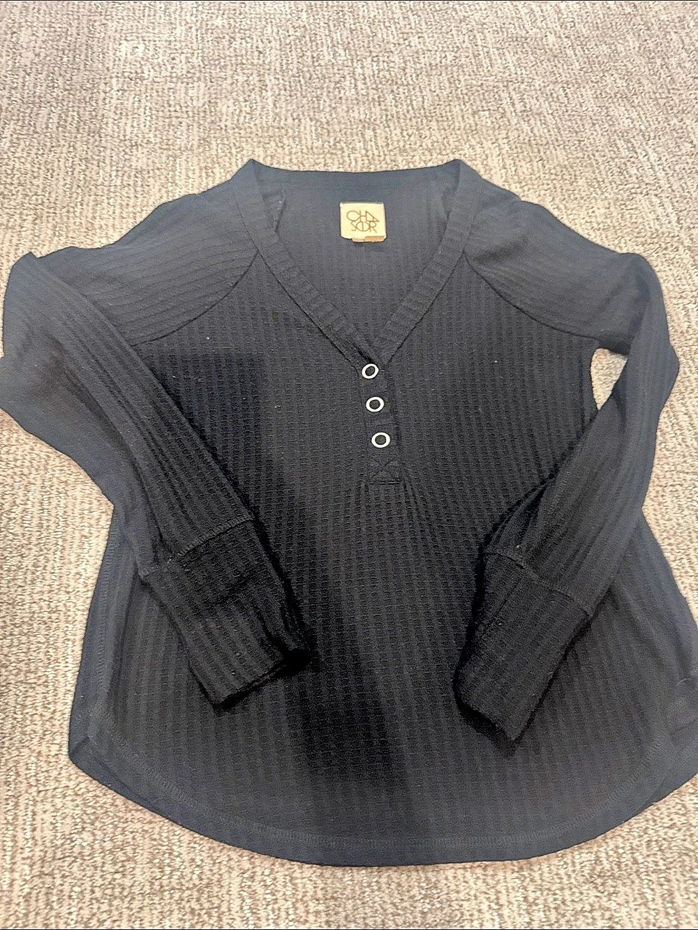 Chaser Black Long Sleeve Button Front Like New